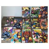 Lot of 18 Marvel Comic Books and 1 Sheet of Marvel Cards
