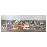 Lot of 18 Marvel Comic Books and 1 Sheet of Marvel Cards