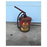 vintage Farmers Union Co-Op 5-gallon oil can, likely from the 1950s