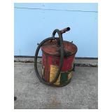 vintage Farmers Union Co-Op 5-gallon oil can, likely from the 1950s