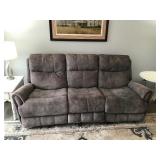 Micro Fiber Grey Dual Reclining Couch - Electric - Smoke Free House