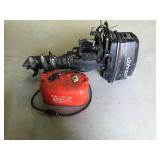 Johnson 28 hp Outboard Boat Motor with Metal 5 Gallon Gas Tank