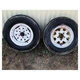 2 - Trailer Tires on Rims - 14” Rims - 5 Bolt