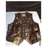 Leather Vest with buffalo nickle snaps and several pins