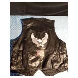 Leather Vest with buffalo nickle snaps and several pins