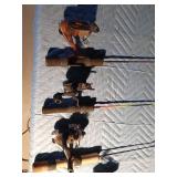 Bucket of ice fishing rods and reels