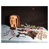 Vintage metal train set with Marx crane and 10 trains