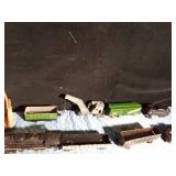 Vintage metal train set with Marx crane and 10 trains