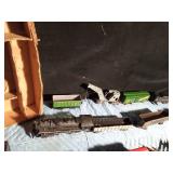 Vintage metal train set with Marx crane and 10 trains