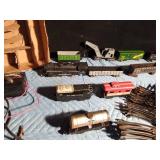 Vintage metal train set with Marx crane and 10 trains