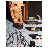 Vintage metal train set with Marx crane and 10 trains