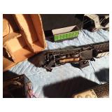 Vintage metal train set with Marx crane and 10 trains