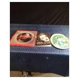 Coca-Cola metal tray, Coca-Cola glass platter and a Book about Bette Davis