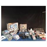 Cassettes, vintage cassette players, CDs, and cassette case