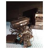Box of electronics - Cassette, DVD, CD, VHS players, radio, and more