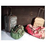 2 Carry on suitcases and 2 sports duffle bags