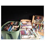 2 Totes and 3 boxes of VHSs