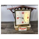 VINTAGE HAMMS BEER SIGN, ROTATING SCENE WITH CLOCK HAMM