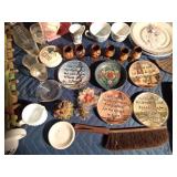 2 Baskets of collectibles and home decor