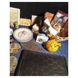 2 Baskets of collectibles and home decor