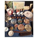 2 Baskets of collectibles and home decor