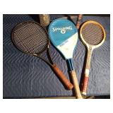 5 professional tennis rackets - some with covers