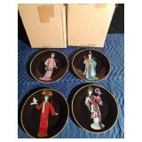 4 Oriental 2008 decorative plates in original boxes