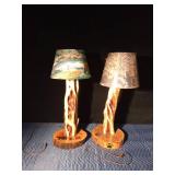 Pair of diamond willow lamps - Work