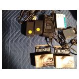 Quaser camcorder in case with 2 extra batteries and 7 tapes