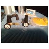 2 Spray painting cups, repair kit, 2 gauges, coding rings, backing plates for auto body and more