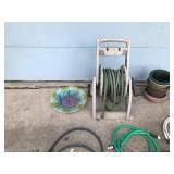 Glass Bird Bath - Planters - Hoses and Hose Reel with Hose