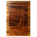 Mid Century Wooden Sailboat Motif Wall Decor