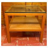 Mid Century Glass Top Accent Table