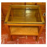 Mid Century Glass Top Accent Table