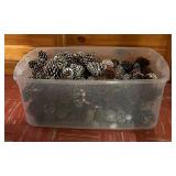 Bin of Decorative Pinecones