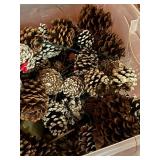 Bin of Decorative Pinecones