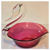 Vintage Hand Blown Graceful Swan Glass Bowl