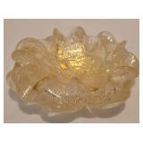 Vintage Murano Glass Ashtray with Double Ruffled Edge