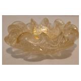 Vintage Murano Glass Ashtray with Double Ruffled Edge