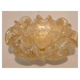 Vintage Murano Glass Ashtray with Double Ruffled Edge