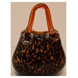Vintage Animal Print Hand Blown Decorative Glass Purse