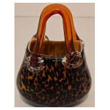 Vintage Animal Print Hand Blown Decorative Glass Purse