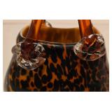 Vintage Animal Print Hand Blown Decorative Glass Purse