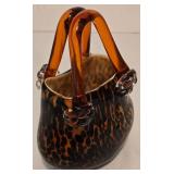Vintage Animal Print Hand Blown Decorative Glass Purse