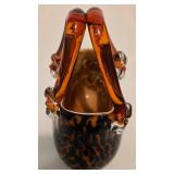 Vintage Animal Print Hand Blown Decorative Glass Purse