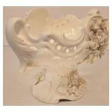 Intricately Carved Vintage Ardalt Broccoli Bianco Centerpiece Bowl