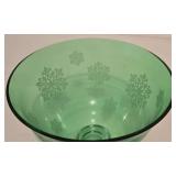 Murano Decorative Hand Blown Glass Egg Figurine & Vintage Emerald Green Compote Duo