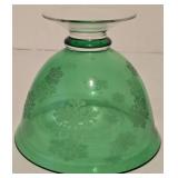 Murano Decorative Hand Blown Glass Egg Figurine & Vintage Emerald Green Compote Duo