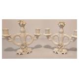 Vintage Ardalt Artware Lenwile Candelabra Pair + Heart Shaped Dish