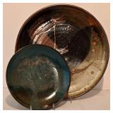Pair of Vintage Artisan Crafted Pottery Platters